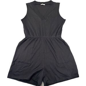 Zenana Romper Sleeveless V-neck Black, Pockets,Sz 2X, Comfy, Preppy, Dress, Nice